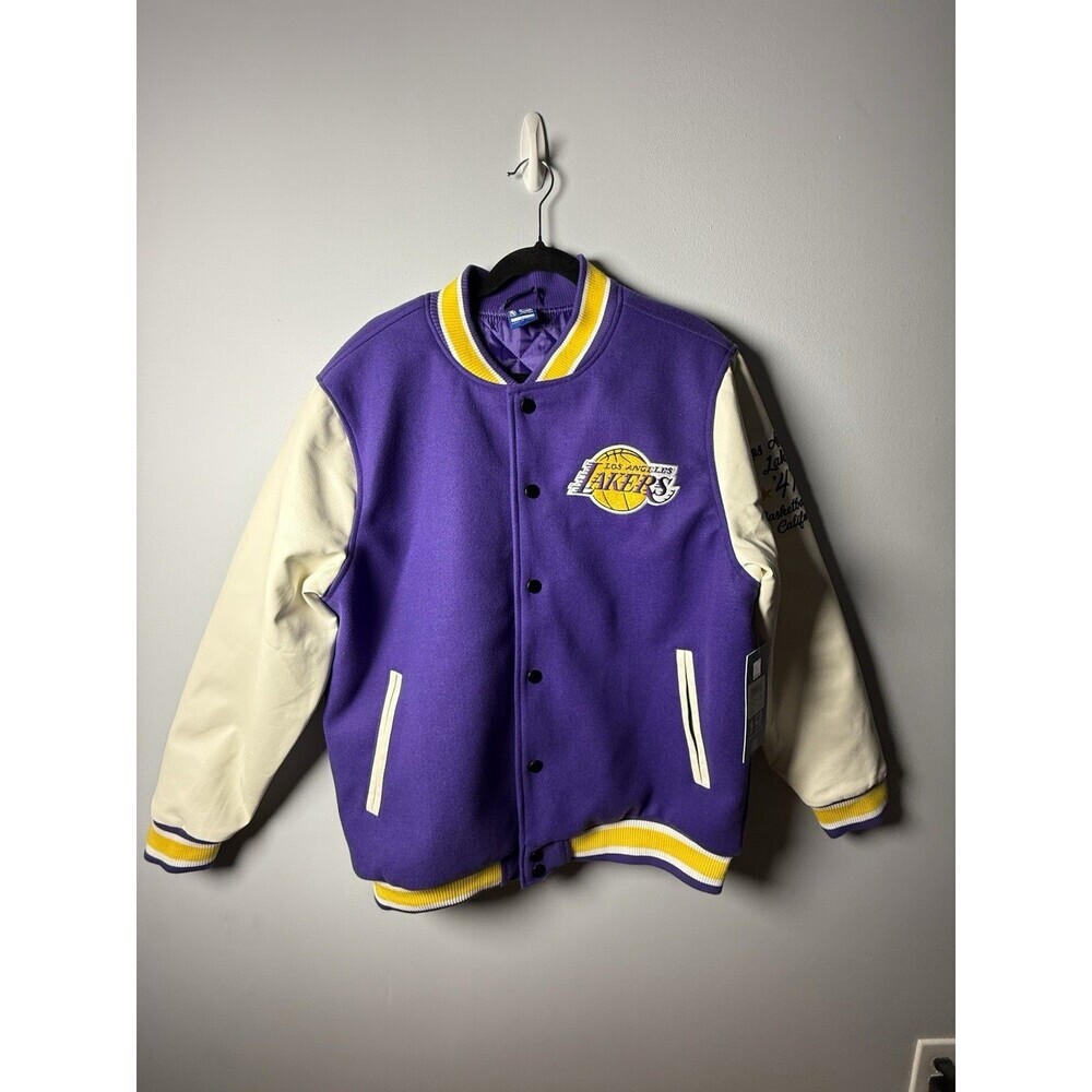Ultra Game NBA Los Angeles Lakers Varsity Bomber Jacket Size Large Wool like